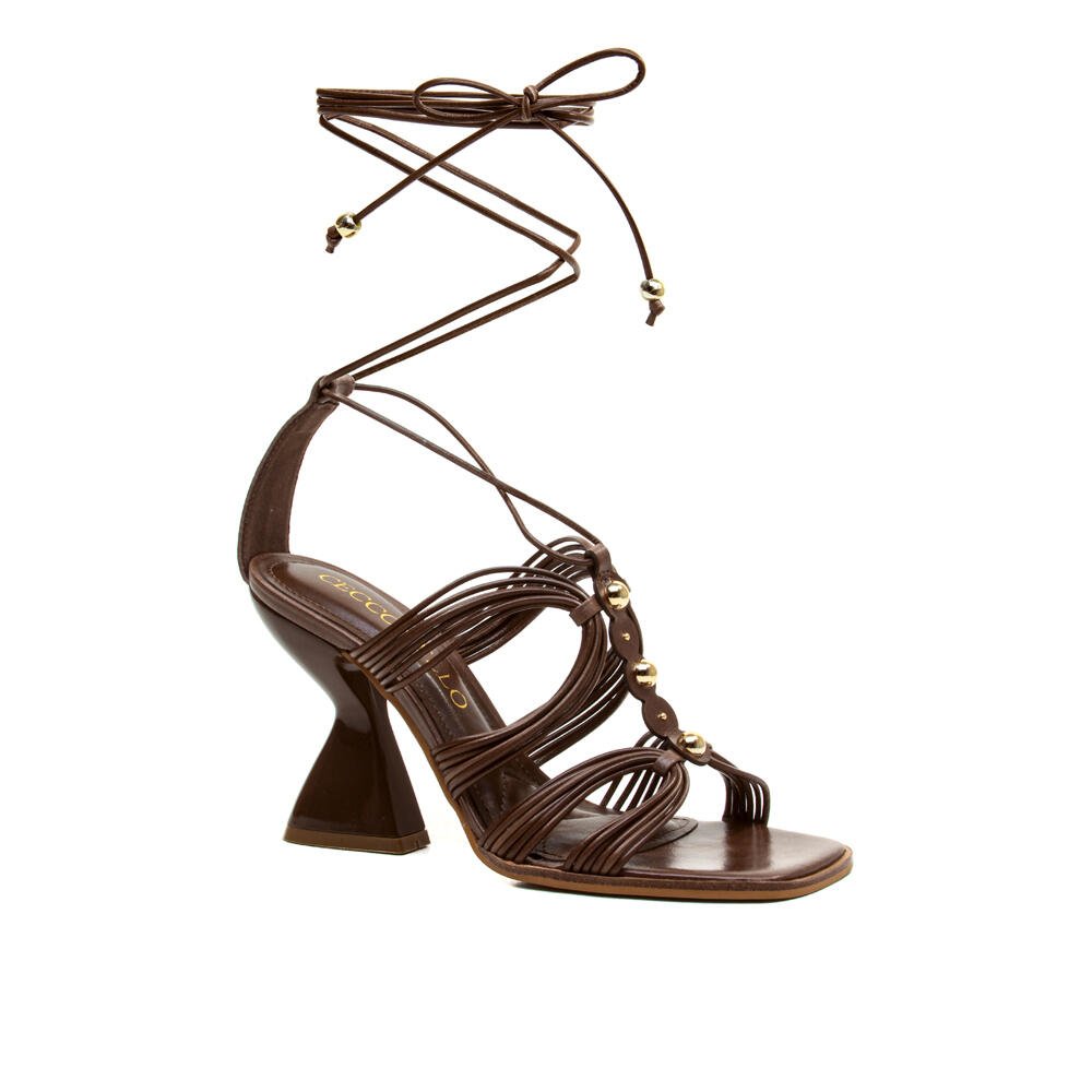 Sandália Couro Marrom Salto Alto Cecconello 2718001-1 Marrom 3