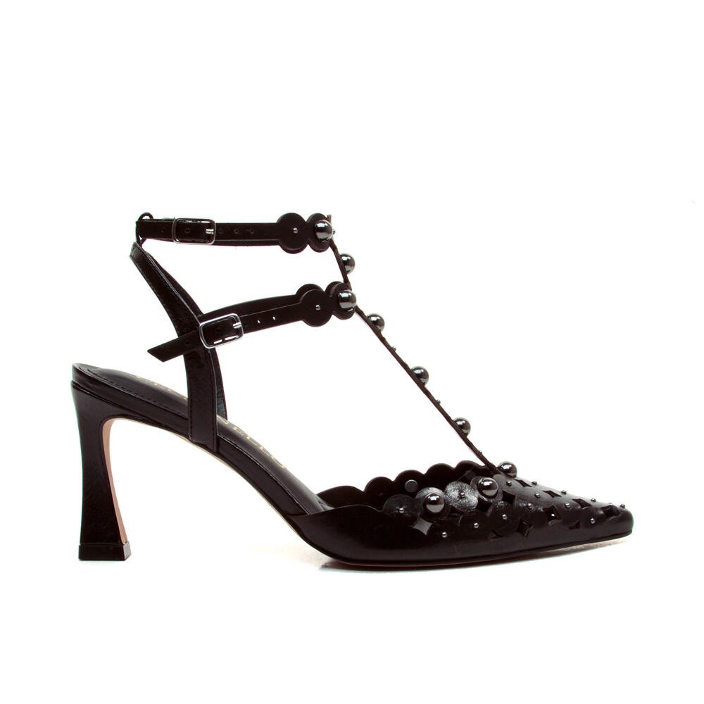 Slingback Couro Preto Salto Médio Cecconello 2714001-3