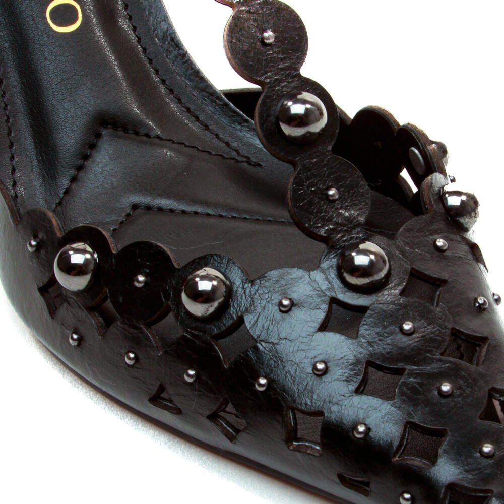 Slingback Couro Preto Salto Médio Cecconello 2714001-3 Preto 5