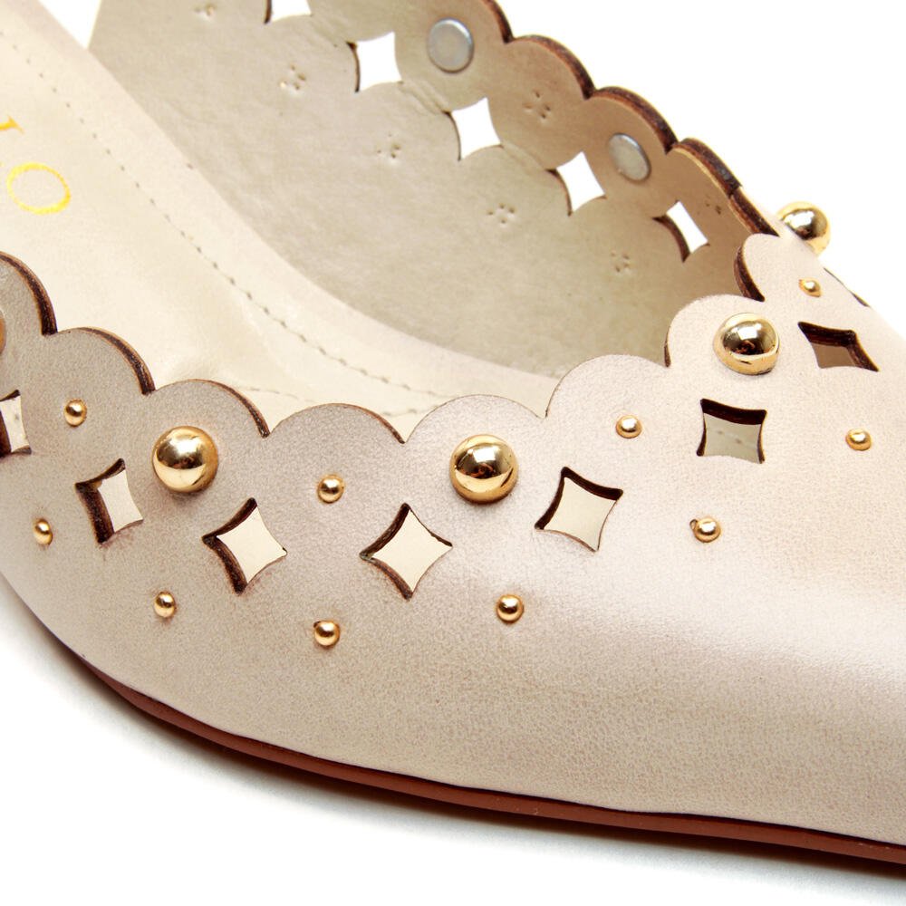 Slingback Couro Off White Salto Baixo Cecconello 2716001-1 Off White 5