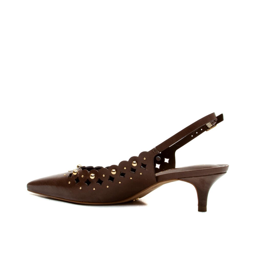 Slingback Couro Marrom Salto Baixo Cecconello 2716001-2 Marrom 4