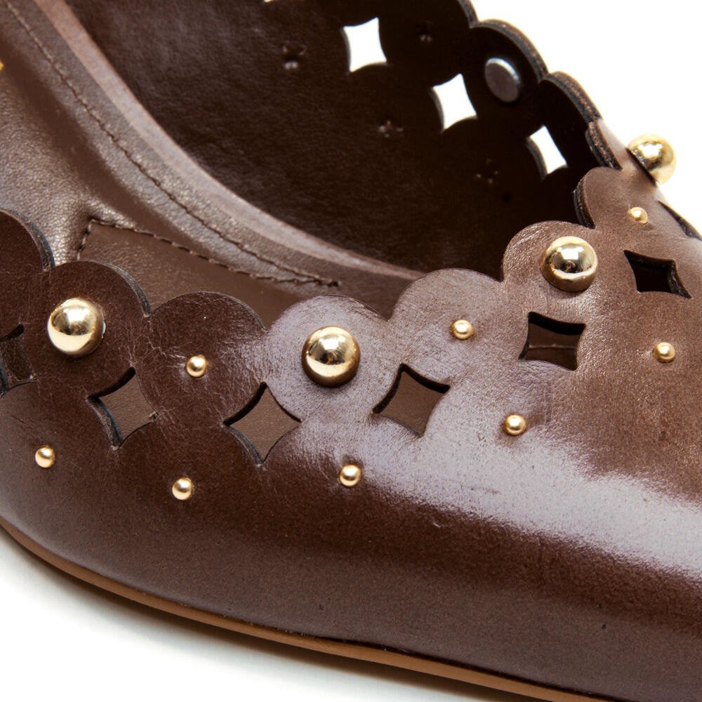 Slingback Couro Marrom Salto Baixo Cecconello 2716001-2 Marrom 5