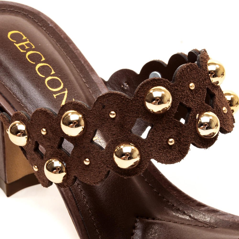 Tamanco Couro Marrom Salto Médio Cecconello 2719001-2 Marrom 5