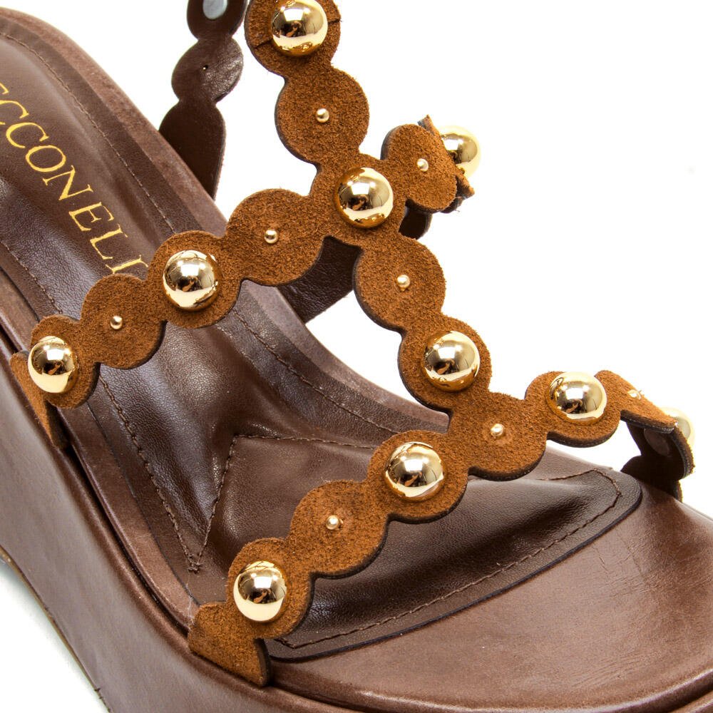 Sandália Couro Marrom Plataforma Cecconello 2720001-2 Marrom 5