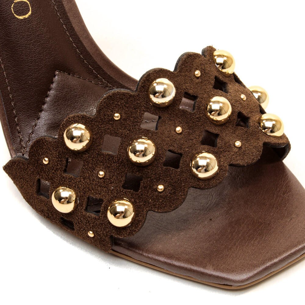 Sandália Couro Marrom Salto Alto Cecconello 2721001-2 Marrom 5