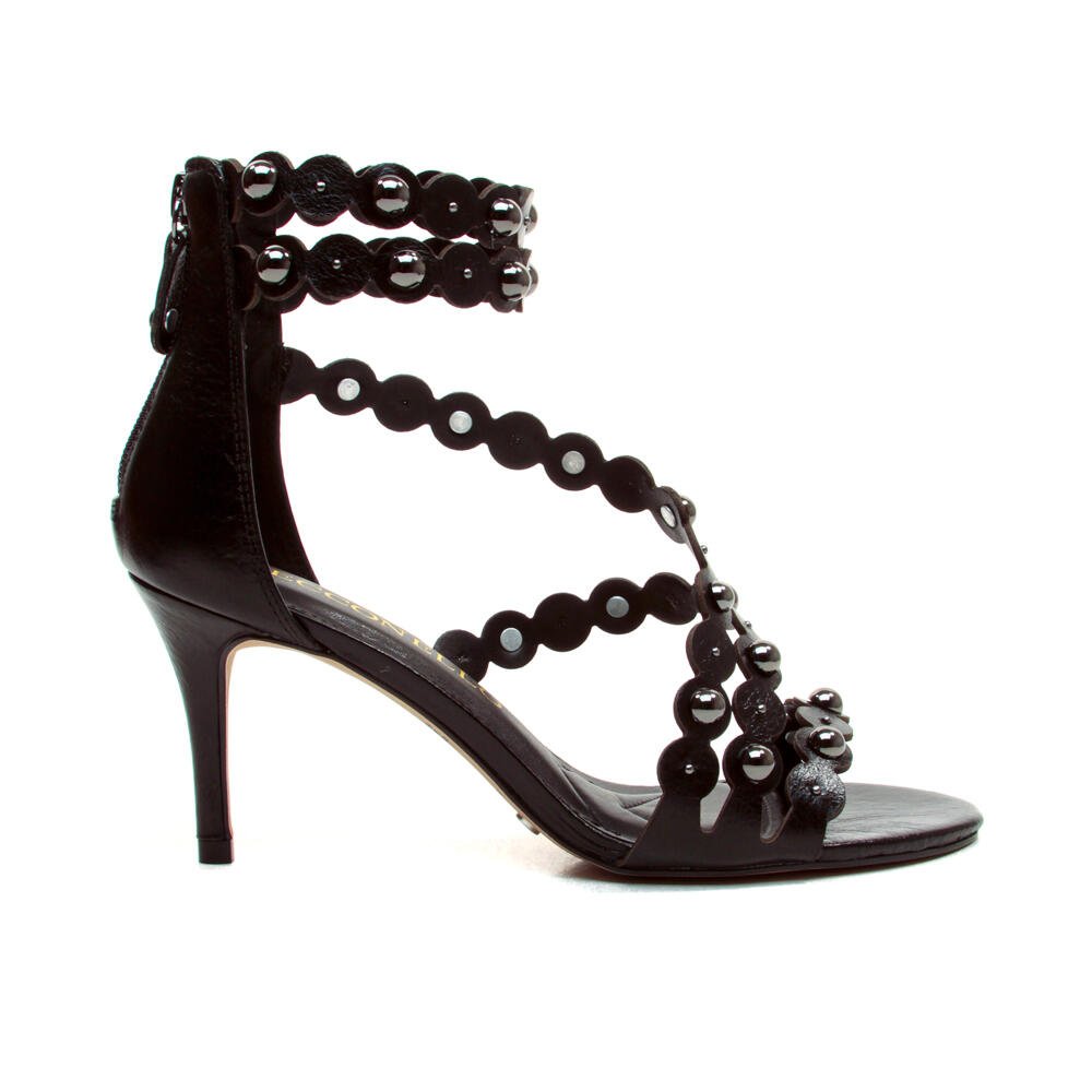 Sandália Couro Preto Salto Médio Cecconello 2727001-2