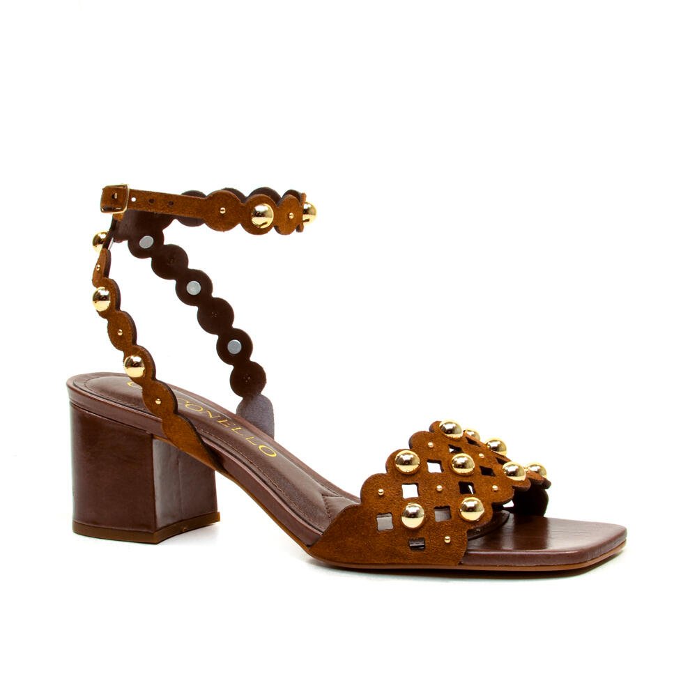 Sandália Couro Marrom Salto Bloco Médio Cecconello 2732001-2 Marrom 3