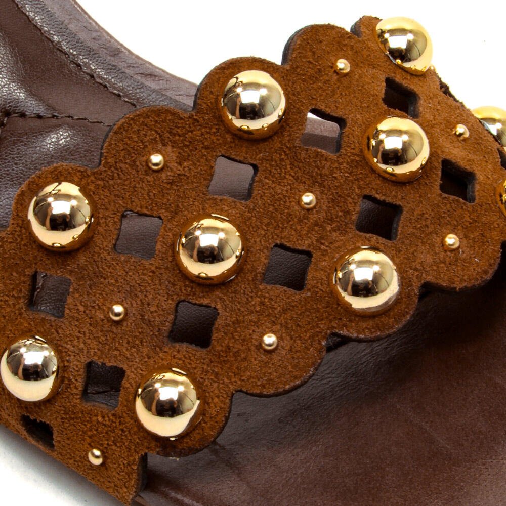 Sandália Couro Marrom Salto Bloco Médio Cecconello 2732001-2 Marrom 5