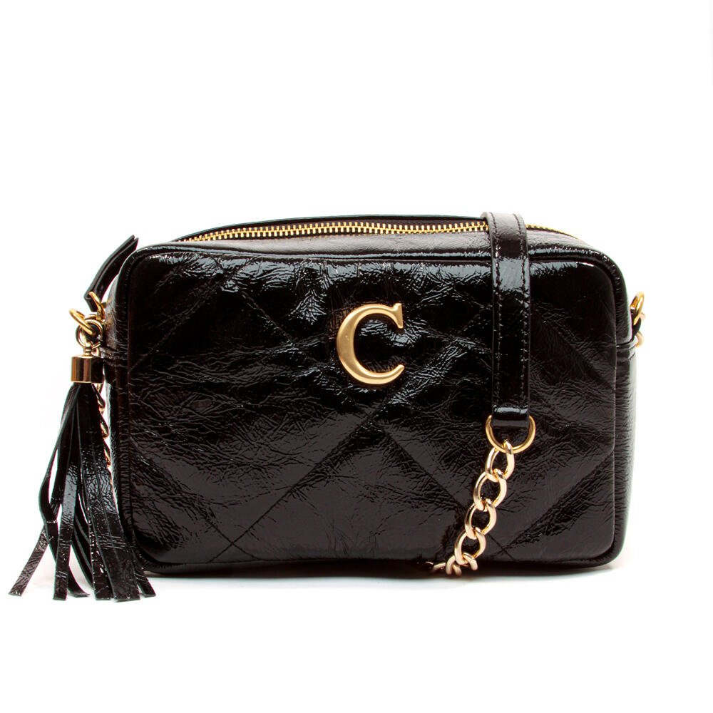 Bolsa Adelle Couro Preto Cecconello C2949-1