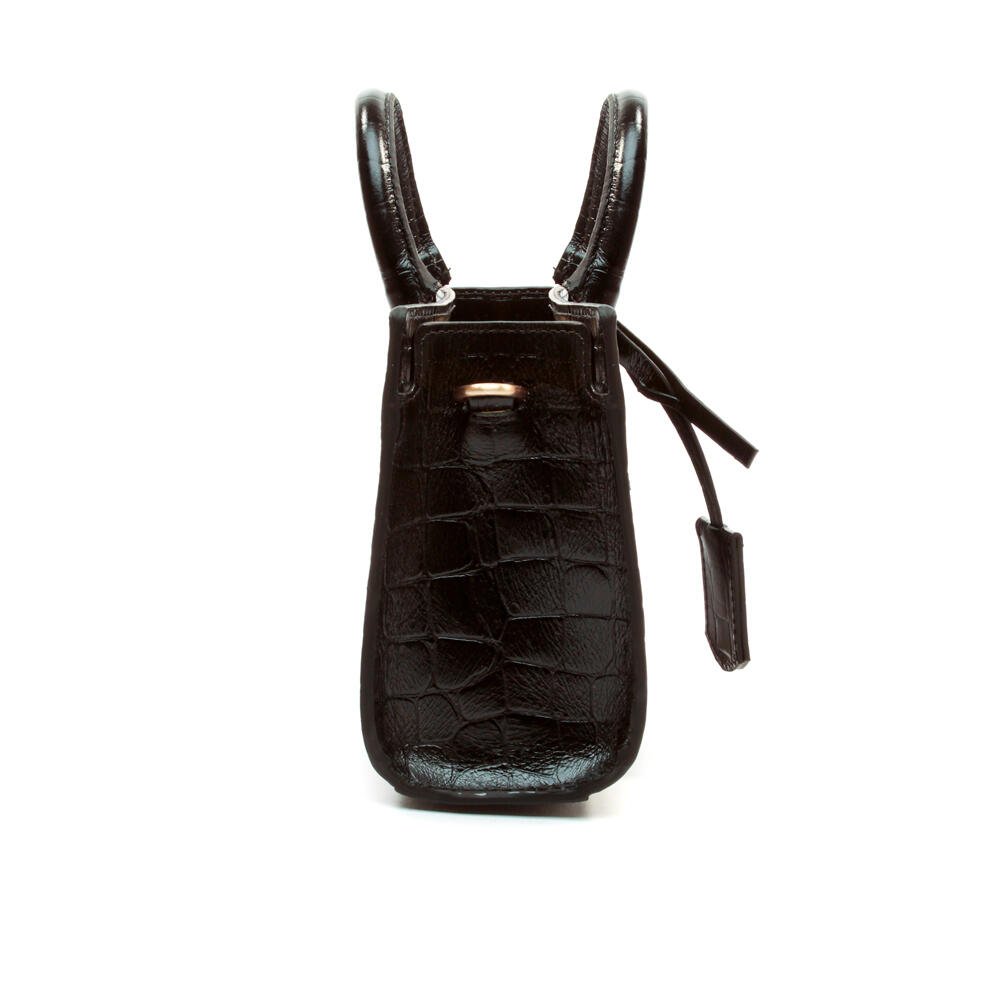 Bolsa Olivia Couro Croco Preto Cecconello C2903-2 Preto 4