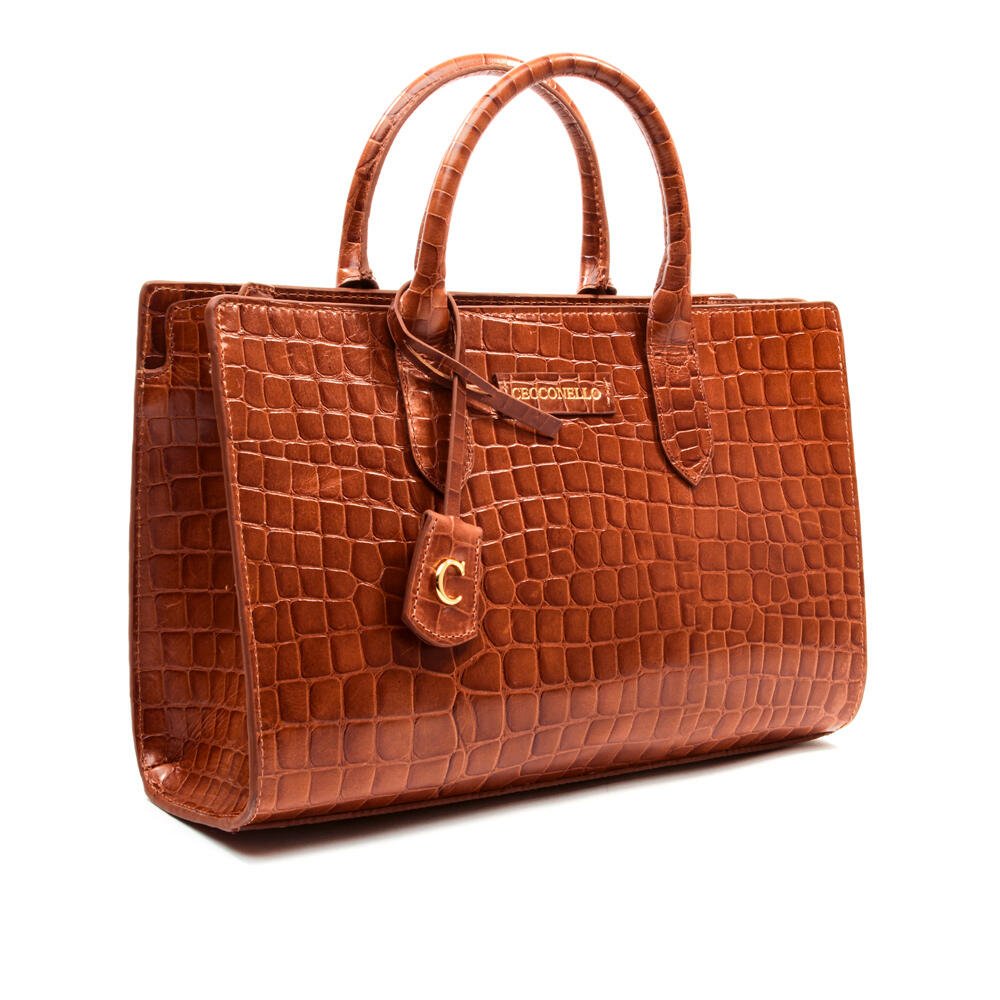 Bolsa Olivia Couro Croco Marrom Cecconello C2904-3 Marrom 2