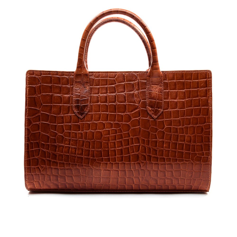 Bolsa Olivia Couro Croco Marrom Cecconello C2904-3 Marrom 4