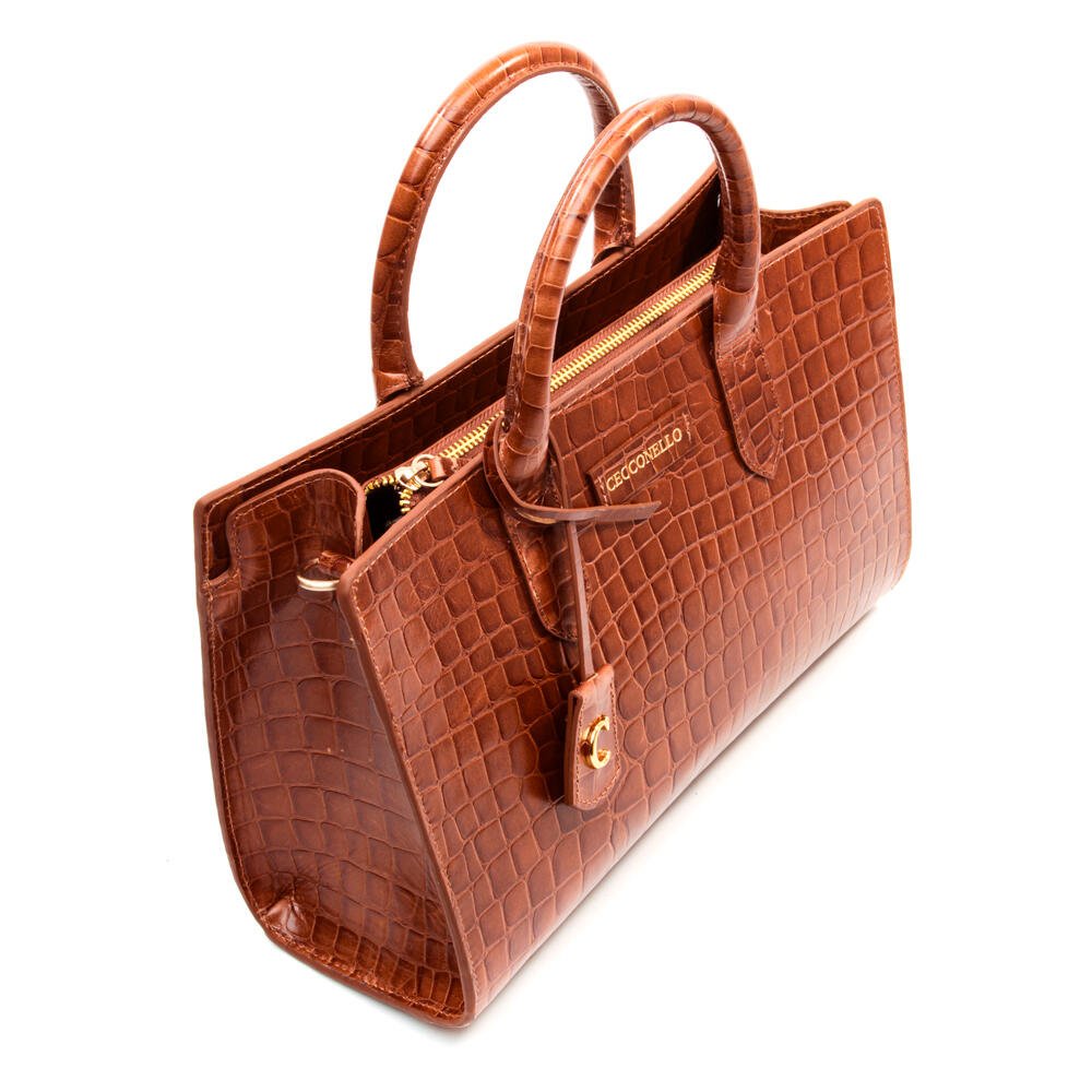 Bolsa Olivia Couro Croco Marrom Cecconello C2904-3 Marrom 5