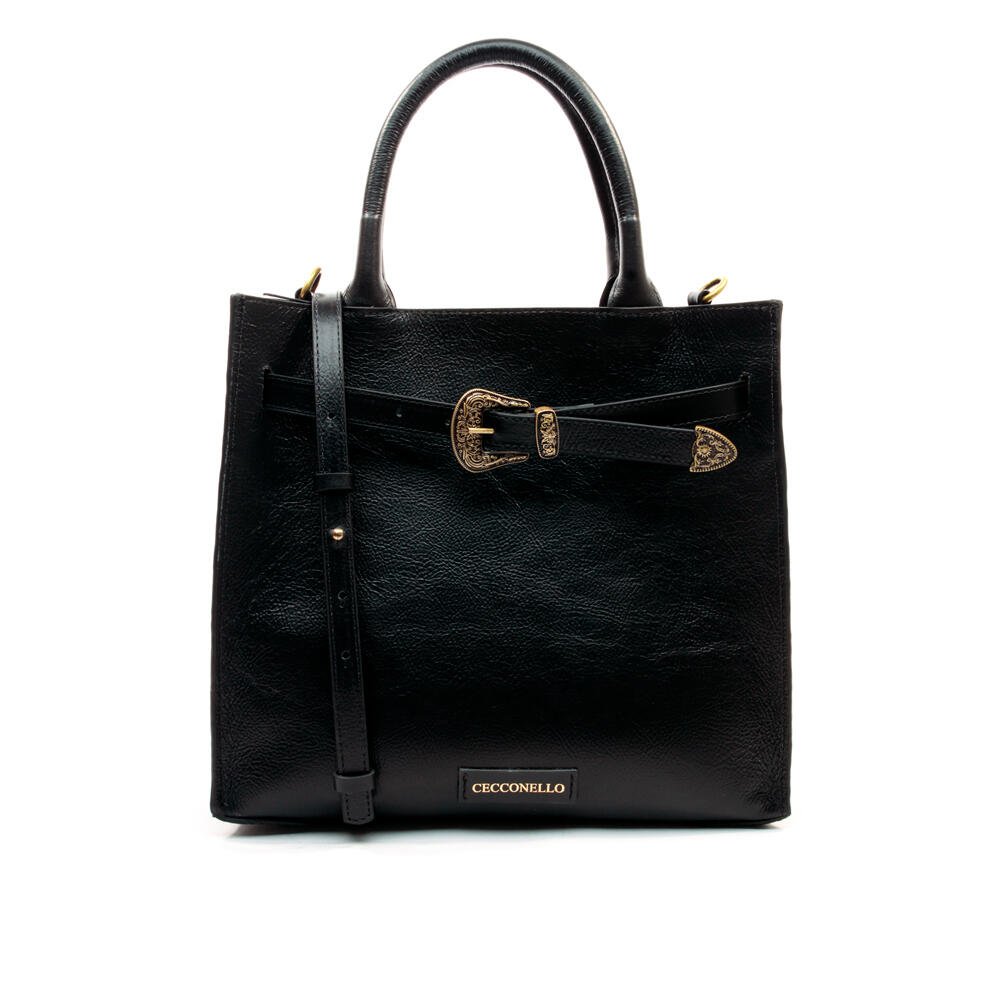 Bolsa Leona Couro Preto Cecconello C2918-4