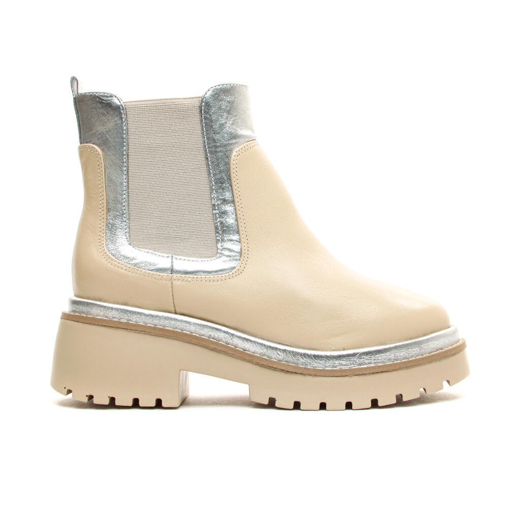 Coturno Couro Creme Cano Curto Cecconello 2147017-4 Creme 1