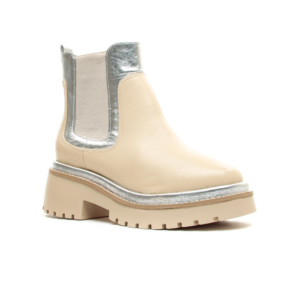 Coturno Couro Creme Cano Curto Cecconello 2147017-4 Creme 3