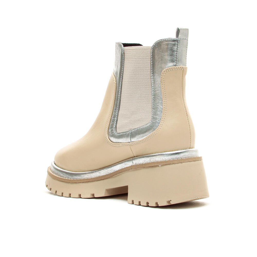 Coturno Couro Creme Cano Curto Cecconello 2147017-4 Creme 4