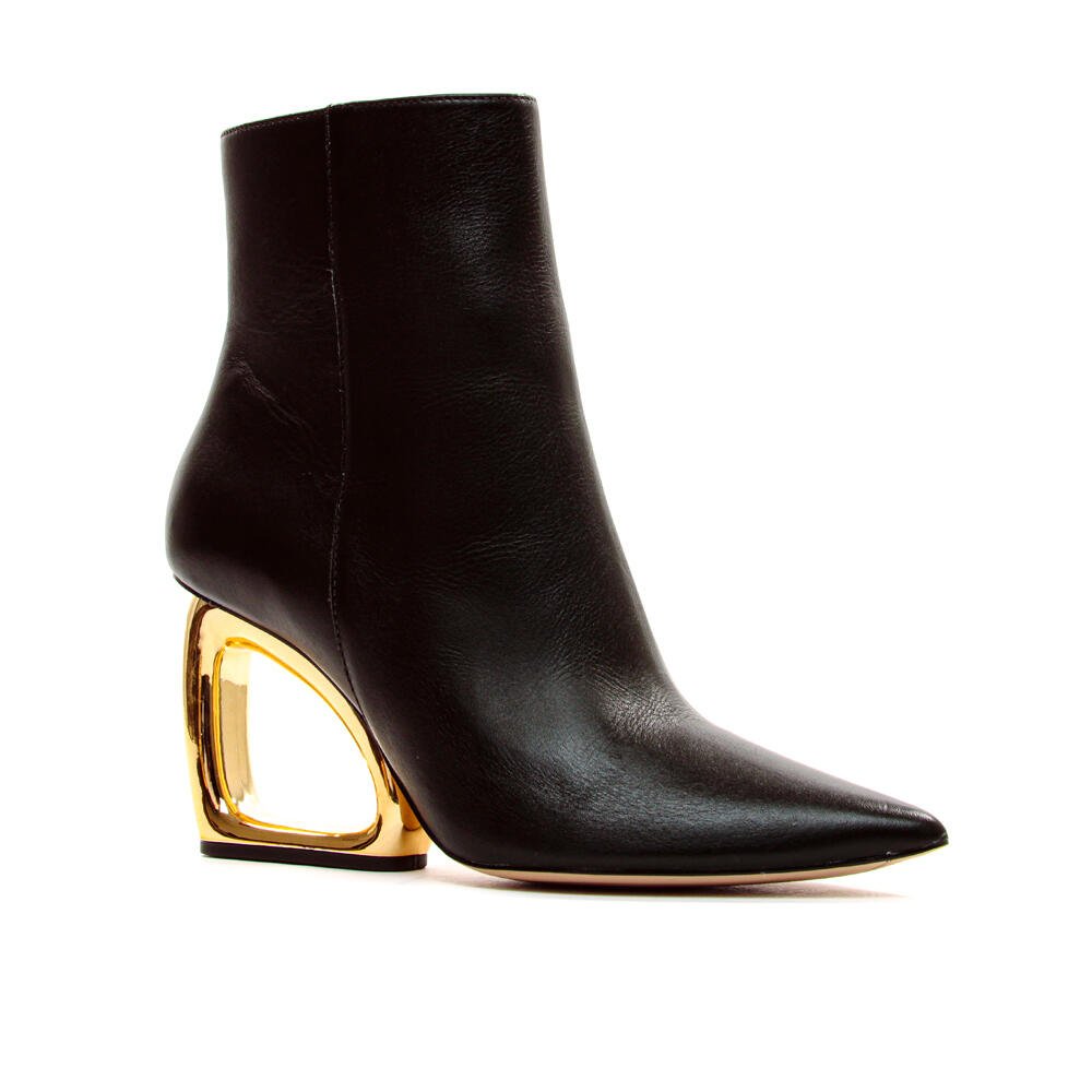 Bota Couro Preto Cano Curto Cecconello 2202001-3 Preto/Dourado 3