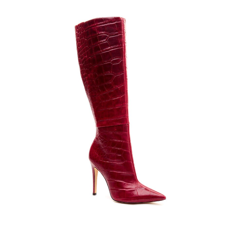 Bota Couro Croco Vermelho Cano Longo Cecconello 1870014-35 Vermelho 2