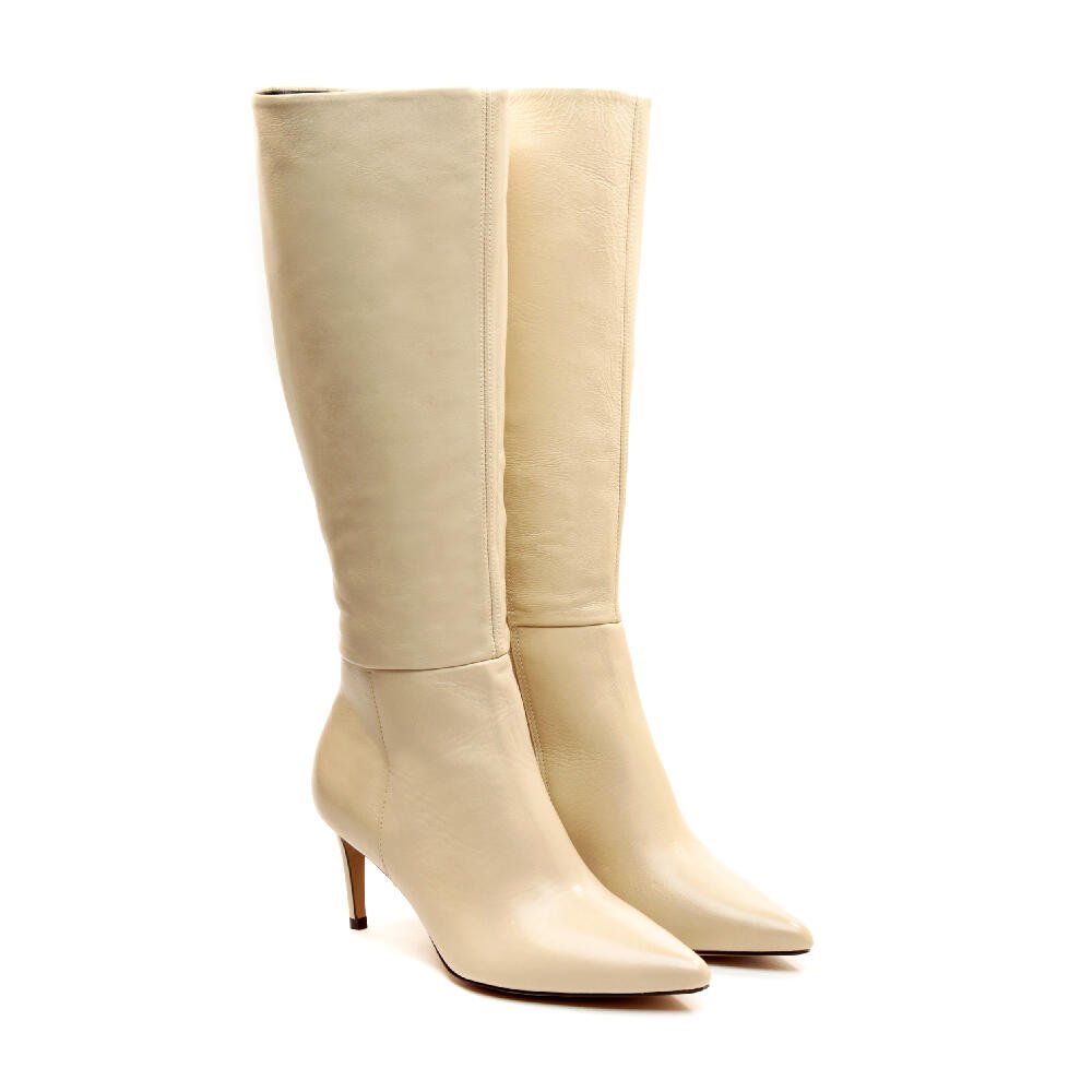 Bota Couro Off White Cano Longo Cecconello 1869015-19 Off White 5