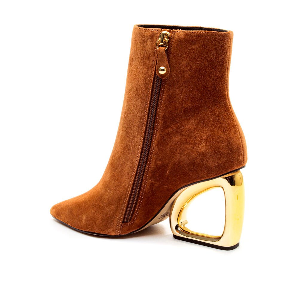 Bota Couro Marrom Cano Curto Cecconello 2202001-13 Marrom/Dourado 4