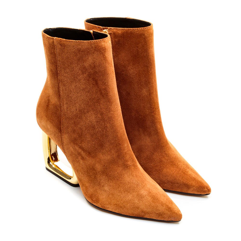 Bota Couro Marrom Cano Curto Cecconello 2202001-13 Marrom/Dourado 5