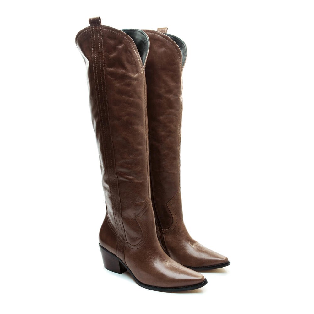 Bota Couro Marrom Cano Longo Cecconello 2619002-3 Marrom 5