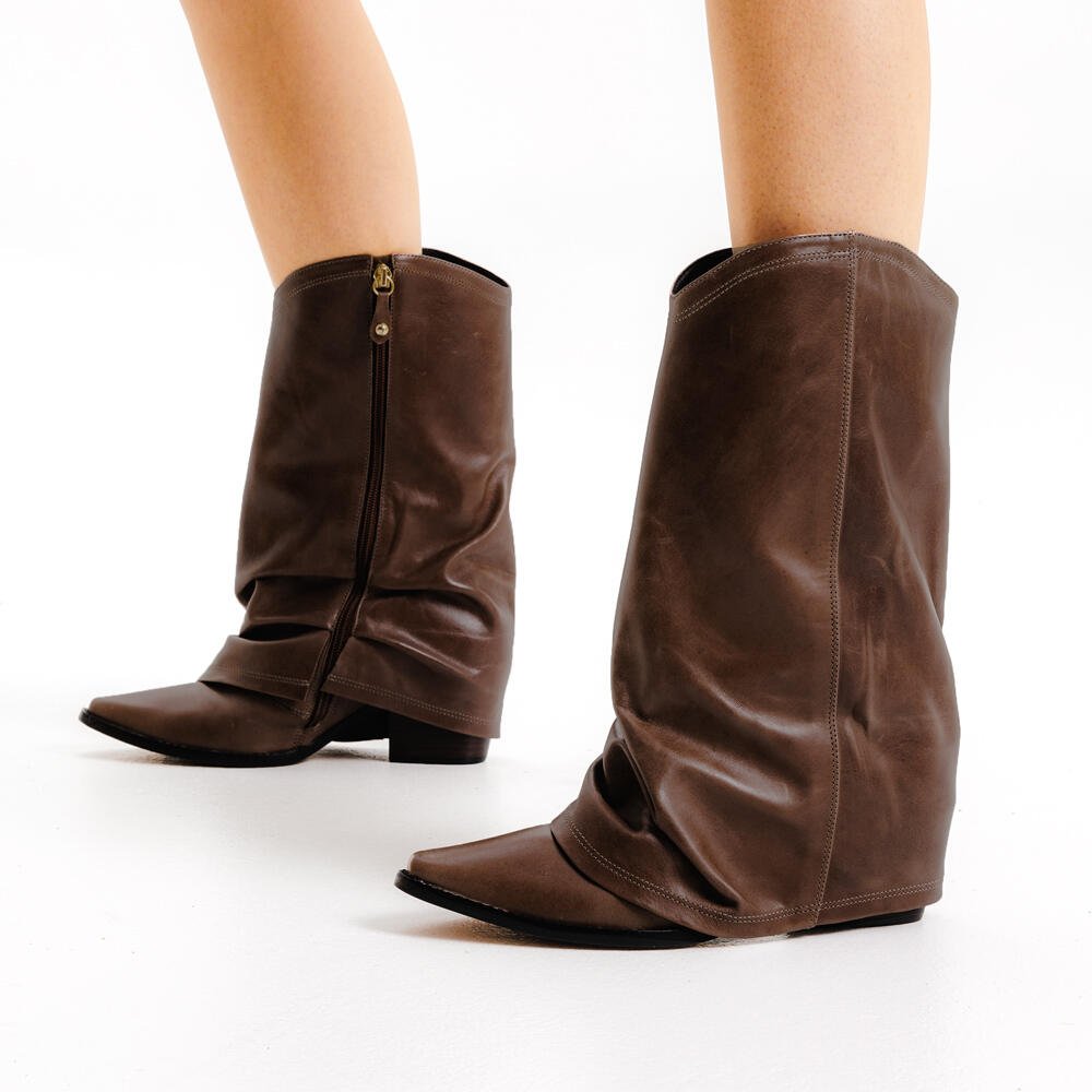 Bota Couro Marrom Cano Médio Cecconello 2619006-3 Marrom 2