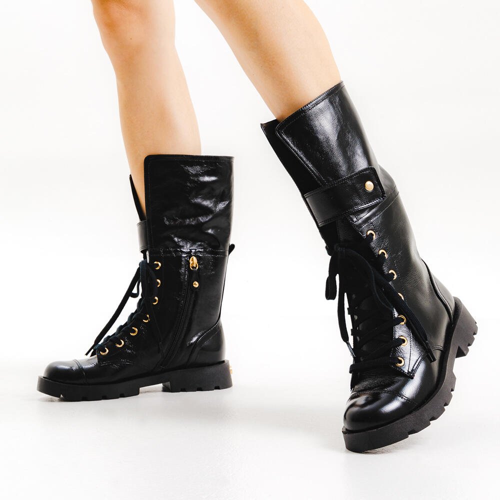 Bota Couro Preto Cano Médio Cecconello 2622004-1 Preto 2