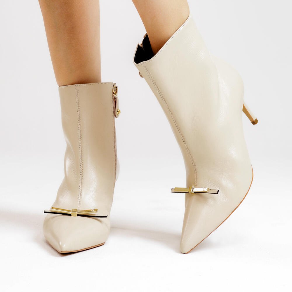 Bota Couro Off White Cano Curto Cecconello 2658010-2 Off White 2