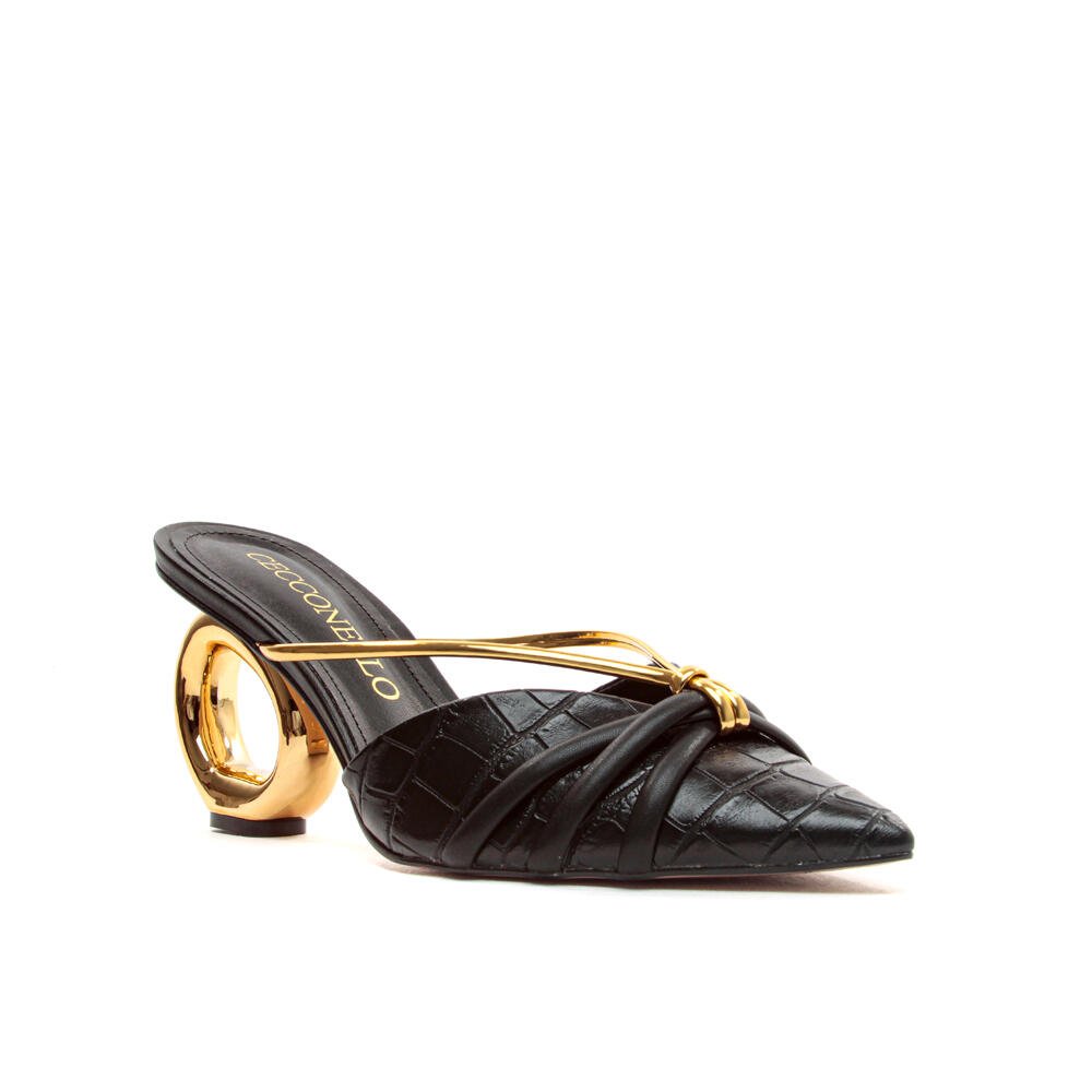 Mule Preta Salto MÉdio Vazado Cecconello 2271001-2 Preto 3