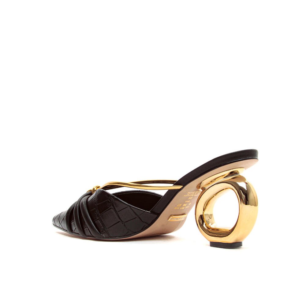Mule Preta Salto MÉdio Vazado Cecconello 2271001-2 Preto 4