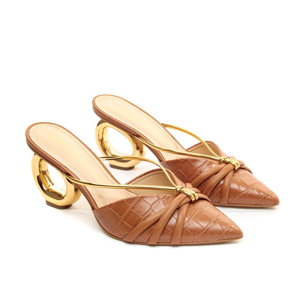 Mule Marrom Salto MÉdio Vazado Cecconello 2271001-3 Marrom 4
