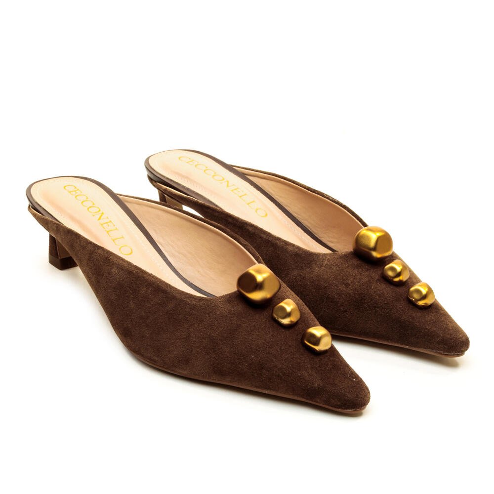 Mule Couro Marrom Salto Baixo Cecconello 2639010-1 Marrom 5