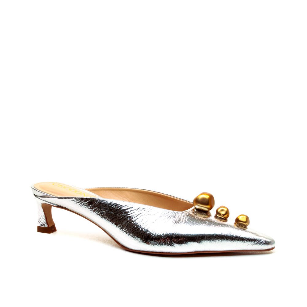 Mule Couro Prata Salto Baixo Cecconello 2639010-2 Prata 3