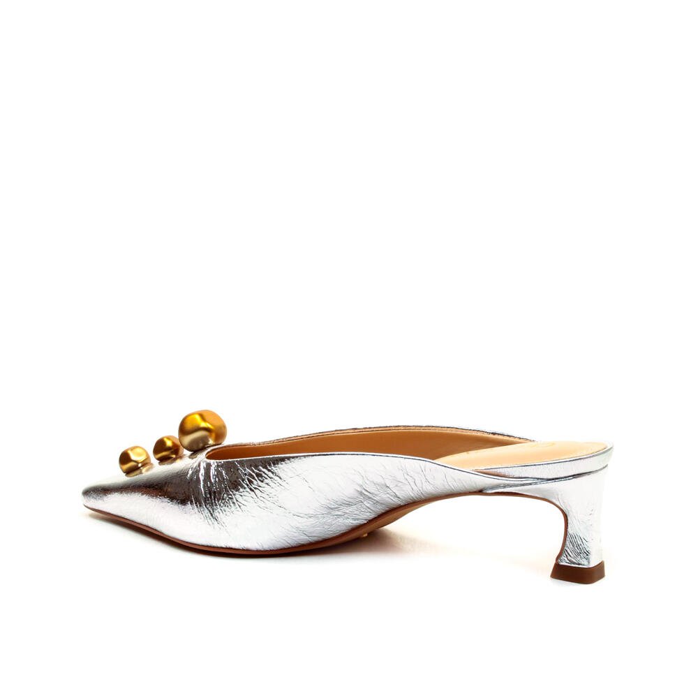 Mule Couro Prata Salto Baixo Cecconello 2639010-2 Prata 4