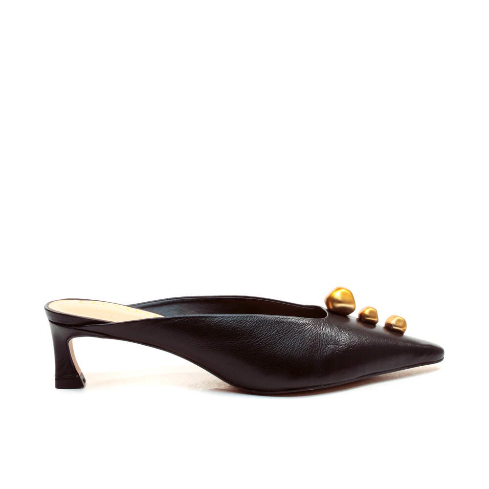 Mule Couro Preto Salto Baixo Cecconello 2639010-3