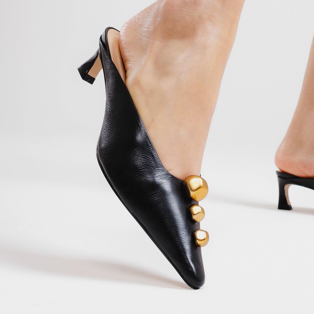 Mule Couro Preto Salto Baixo Cecconello 2639010-3 Preto 2