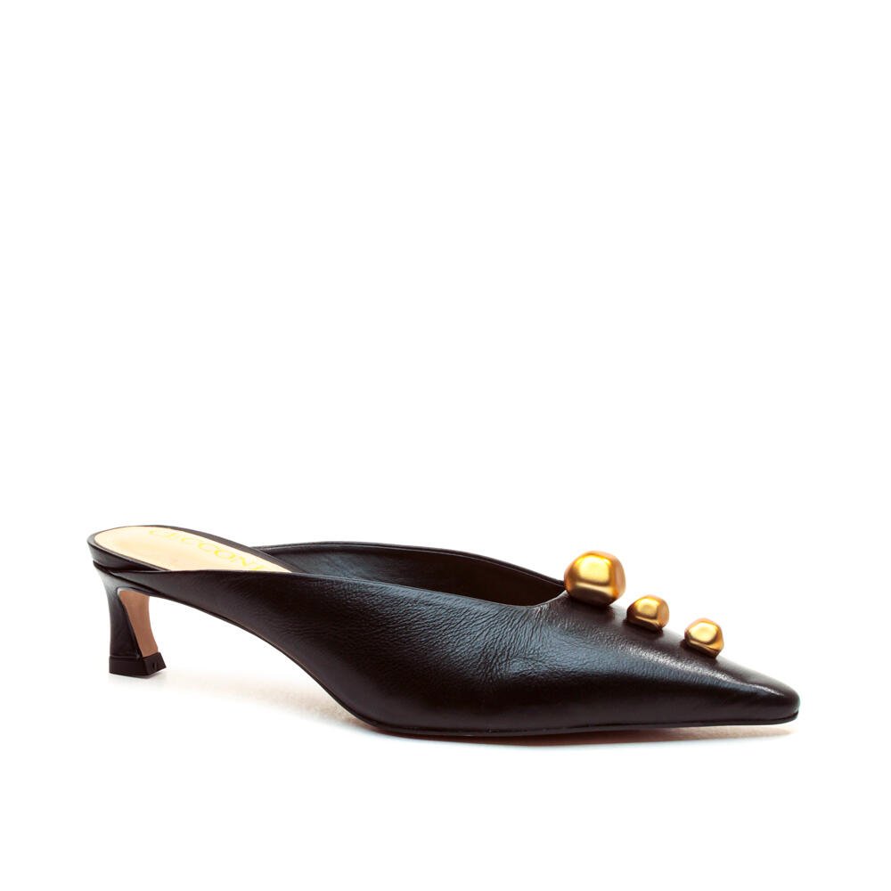 Mule Couro Preto Salto Baixo Cecconello 2639010-3 Preto 3