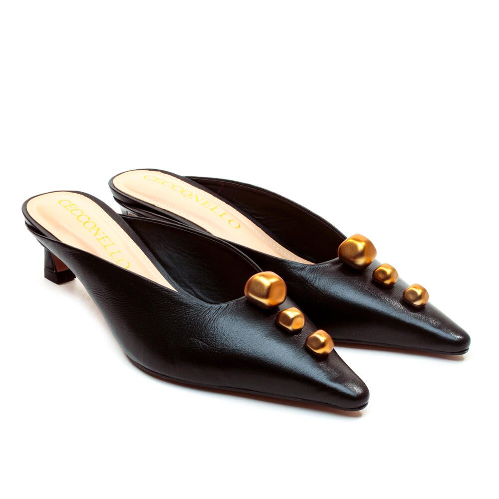 Mule Couro Preto Salto Baixo Cecconello 2639010-3 Preto 5