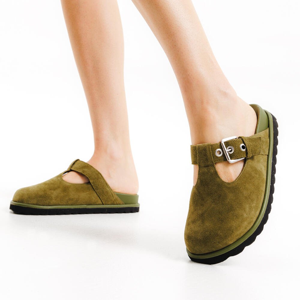 Mule Clog Couro Verde Cecconello 2648001-4 Verde 2