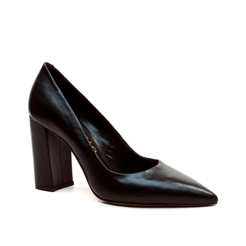 Scarpin Couro Preto Salto Alto Bloco Cecconello 1904002-29 Preto 2