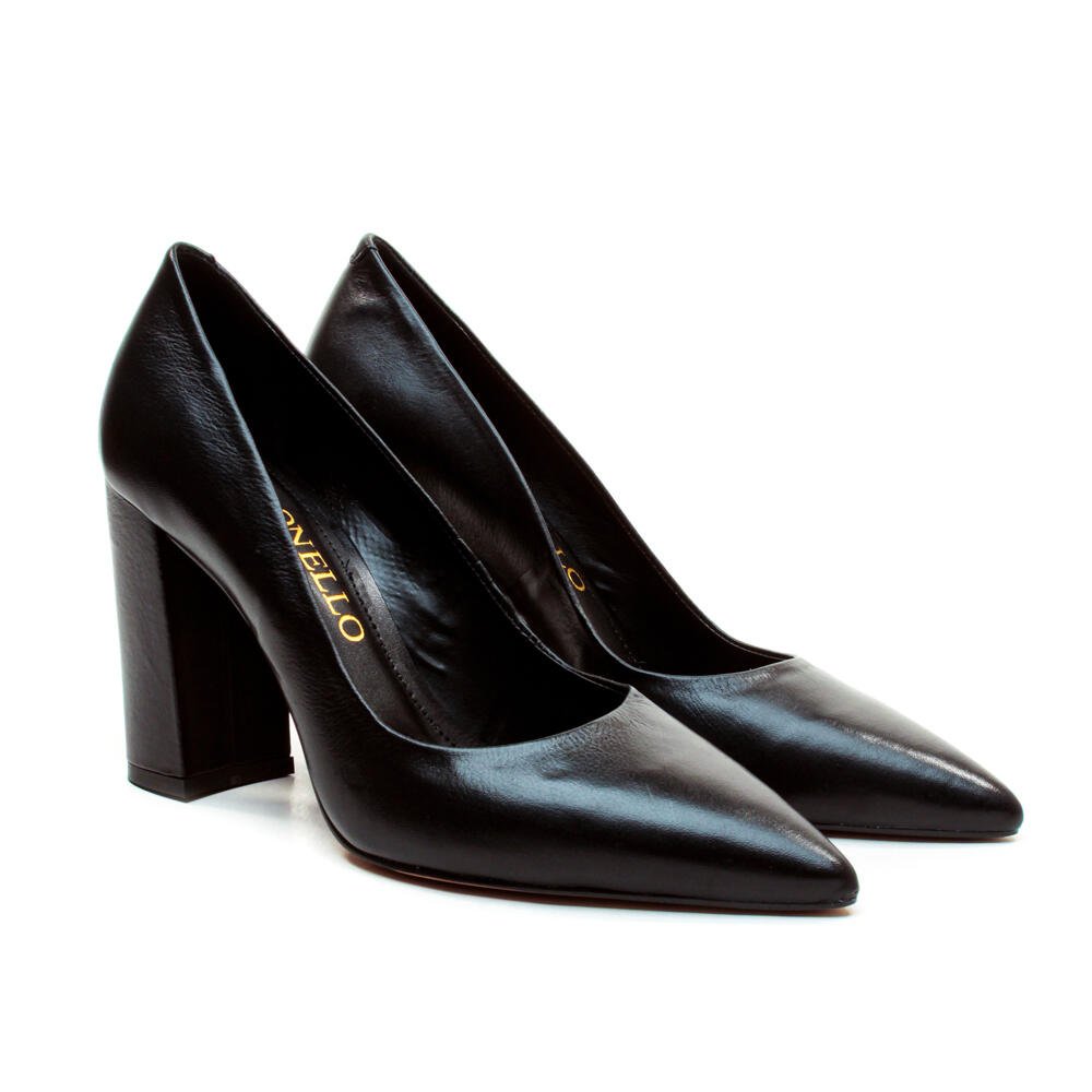 Scarpin Couro Preto Salto Alto Bloco Cecconello 1904002-29 Preto 4