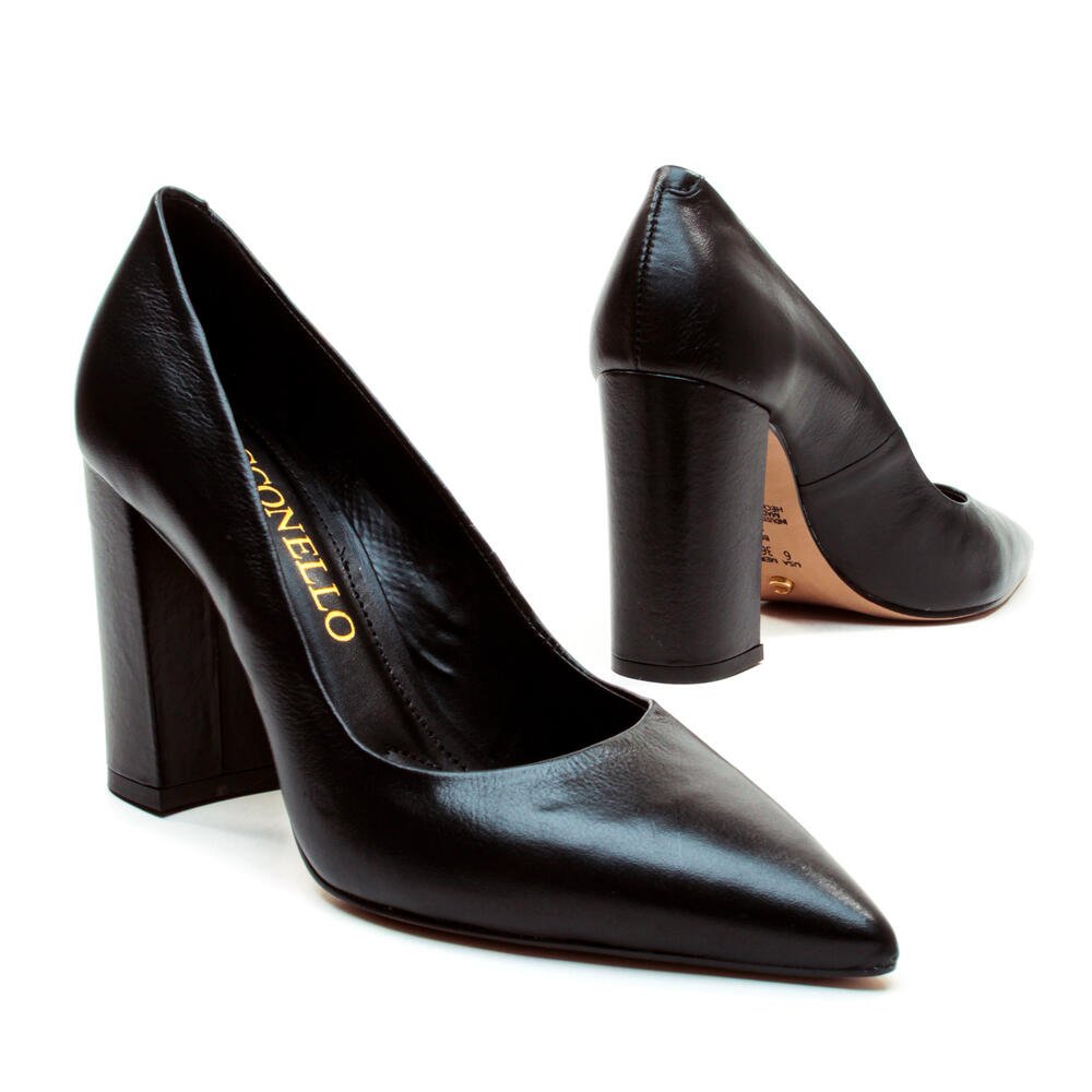 Scarpin Couro Preto Salto Alto Bloco Cecconello 1904002-29 Preto 5