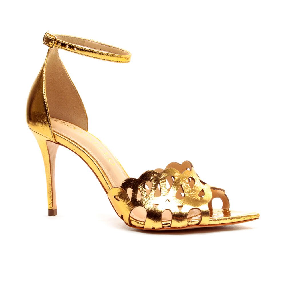 Sandália Couro Ouro Salto Alto Cecconello 2512001-3 Ouro 3