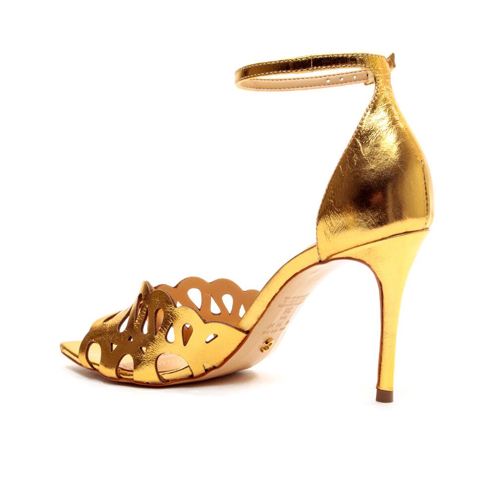 Sandália Couro Ouro Salto Alto Cecconello 2512001-3 Ouro 4