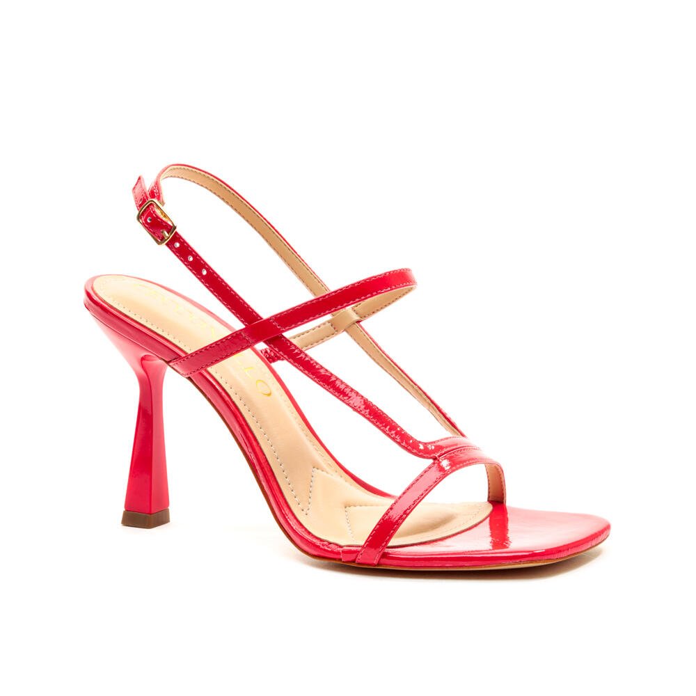 Sandália Couro Vermelho Salto Alto Cecconello 2535002-1 Vermelho 3