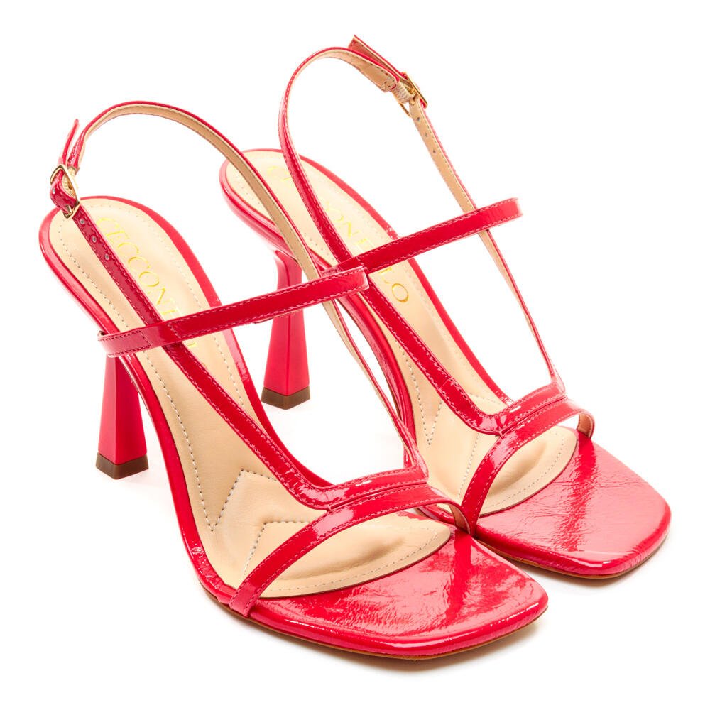 Sandália Couro Vermelho Salto Alto Cecconello 2535002-1 Vermelho 5