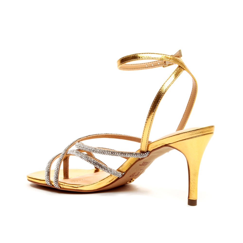 Sandália Couro Ouro Salto Médio Cecconello 2546005-1 Dourado 4