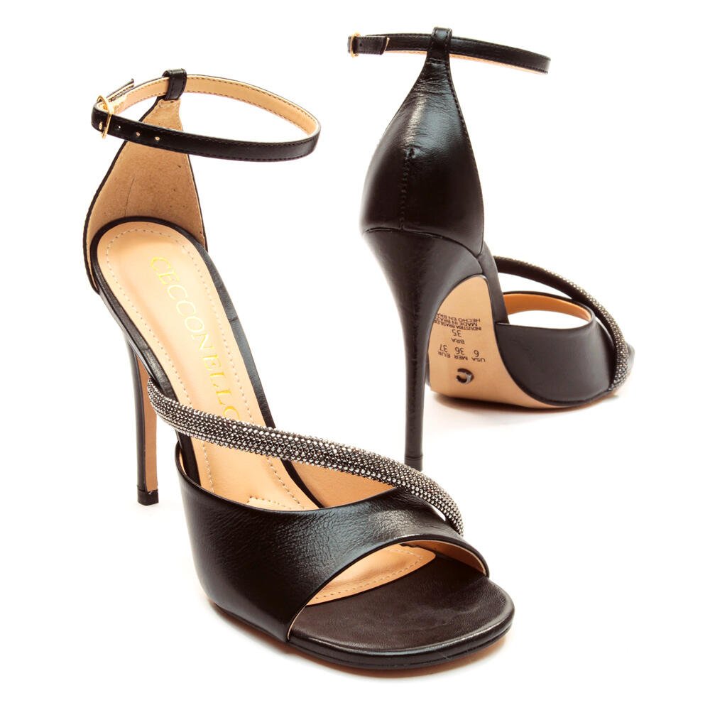Sandália Couro Preto Salto Alto Cecconello 2551004-1 Preto 5